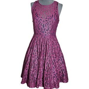 Purple Sleeveless Lace Mini Dress Size 4